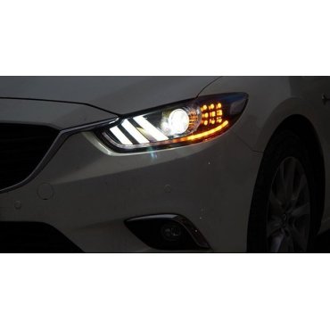 Mazda 6 оптика передняя тюнинг, фары под ксенон стиль Mustang 