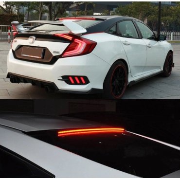 Honda Civic 2016+ седан задний спойлер на стекло  с стоп сигналом LED 