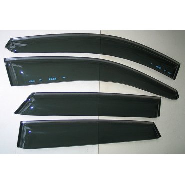 Hyundai IX35- ветровики дверей с хром полоской ASP передние и задние/ дефлекторы/ sunvisors chrome