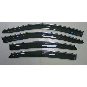 Hyundai Solaris Accent Verna- ветровики дверей с хром полоской ASP передние и задние/ дефлекторы/ sunvisors chrome