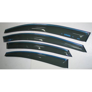 Hyundai Sonata YF- ветровики дверей с хром полоской ASP передние и задние/ дефлекторы/ sunvisors chrome
