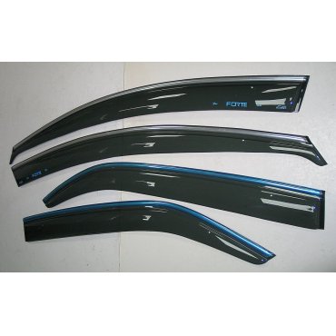 Kia Cerato / Forte- ветровики дверей с хром полоской ASP передние и задние/ дефлекторы/ sunvisors chrome
