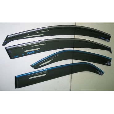 Kia Cerato / Forte- ветровики дверей с хром полоской ASP передние и задние/ дефлекторы/ sunvisors chrome