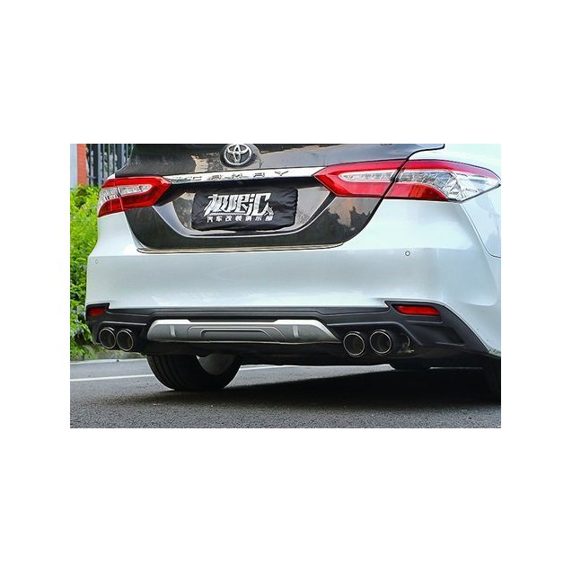 Toyota Camry XV70 2018+ диффузор заднего бампера черно белый V2