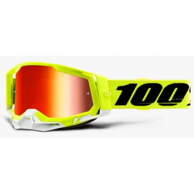 Окуляри 100% RACECRAFT 2 Goggle Fluo Yellow - Mirror Red Lens