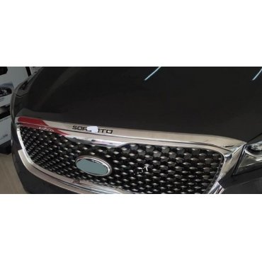 Kia Sorento UM 2015+ хром накладки на капот с лого